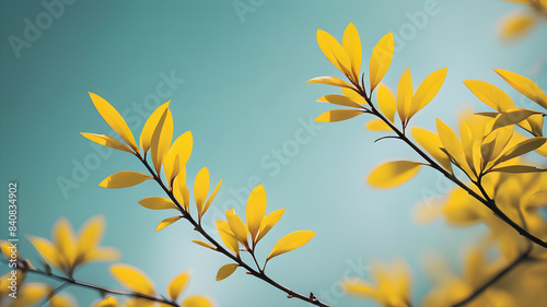 Abstract minimalist natural nature background, green leaf, blur. Generative AI