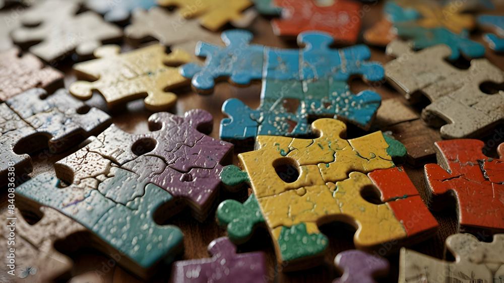 Broken puzzle pieces symbolize difficulties with logical thinking and memory that people with Alzheimers Broken puzzle pieces symbolize difficulties with logical thinking and memory that people with Alzheimers