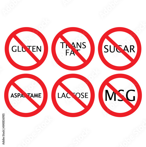 Free Download Set allergen free icons. Allergen free products. Products warning symbols. Lactose, gluten, sugar, corn, egg, trans fat, soy, nuts free, coffeine , bio ,gluten,msg, pfas sign. - GFXLoad