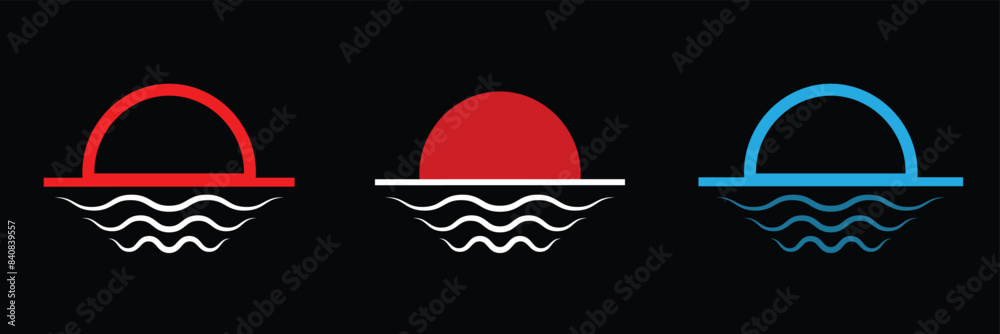 sunrise sunset icons set