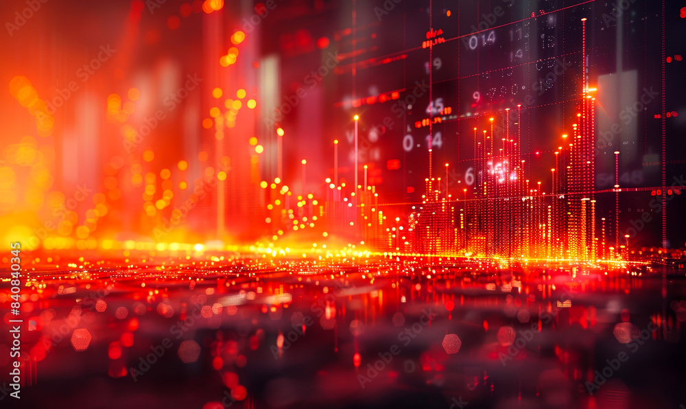 Dynamic Trading Concept with Financial Chart and Data Visualization in Red and Orange, Digital Market Trends and Stock Analysis with Glowing Light Effects Dynamic Trading Concept with Financial Chart and Data Visualization in Red and Orange, Digital Market Trends and Stock Analysis with Glowing Light Effects