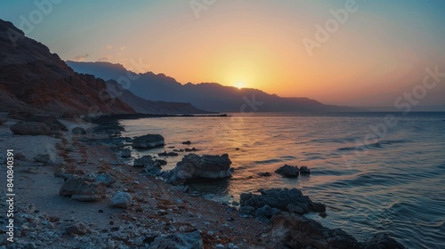 Beautiful sunrise over the red sea 