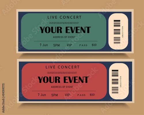 vintage 90s style live concert ticket 