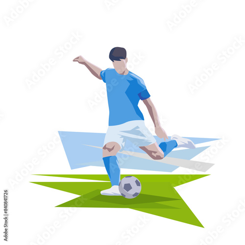 Soccer, football player, abstract geometric flat design vector illustration