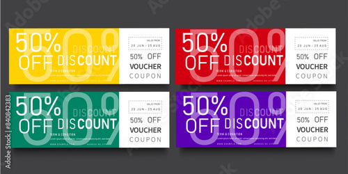 set of ticket template vouchers, coupon sales, discount