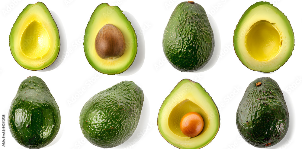 Collection of Avocado isolated on white background Collection of Avocado isolated on white background