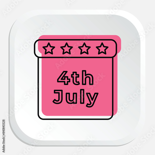 July 4th Icon - Celebrating American Independence Day with Festive Elements