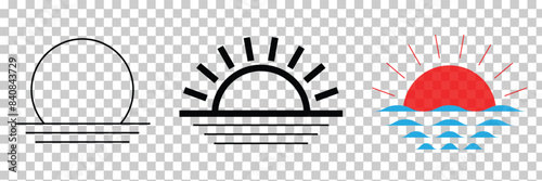 Sun day. Sunset, sun, moon icon concept