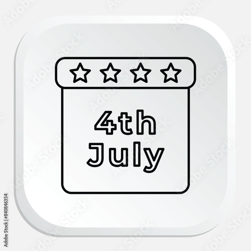 July 4th Icon - Celebrating American Independence Day with Festive Elements