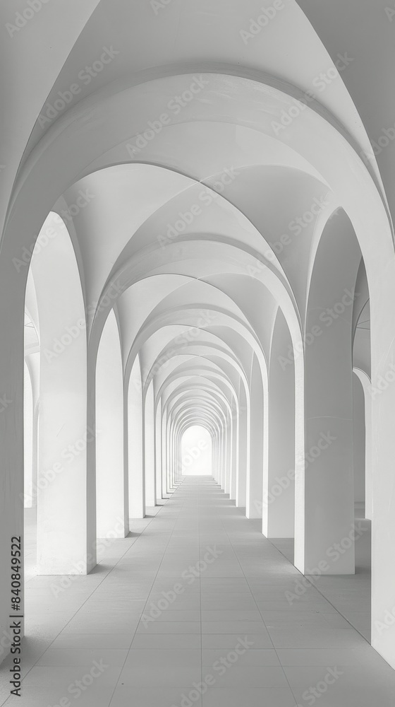 Obraz premium White Arched Corridor in Modern Architecture