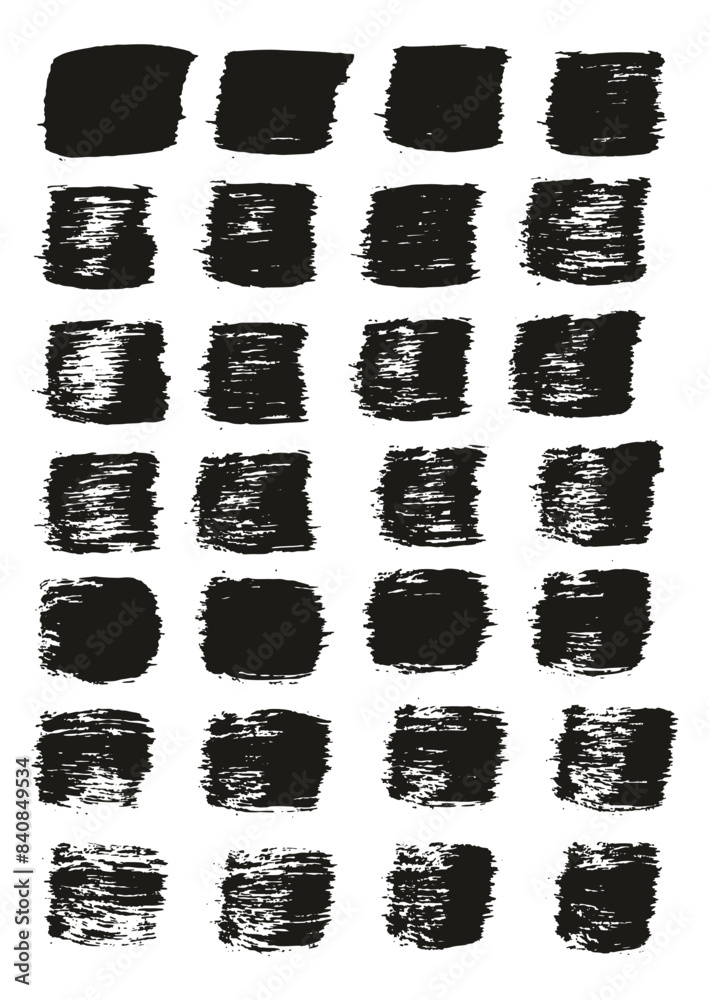 Hand Drawn Flat Paint Brush Thick Straight Lines High Detail Abstract Vector Background Set 