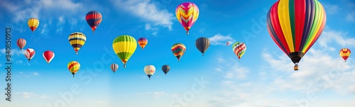 hot air balloon portrait with amazing blue sky background