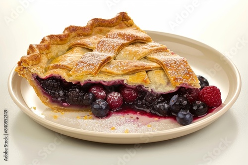 Exquisite Mixed Berry Pie with Flaky Crust and Fresh Berries © Mayatnikstudio