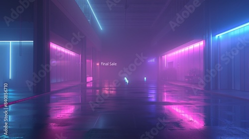 neon lights in a dark hallway © jovannig