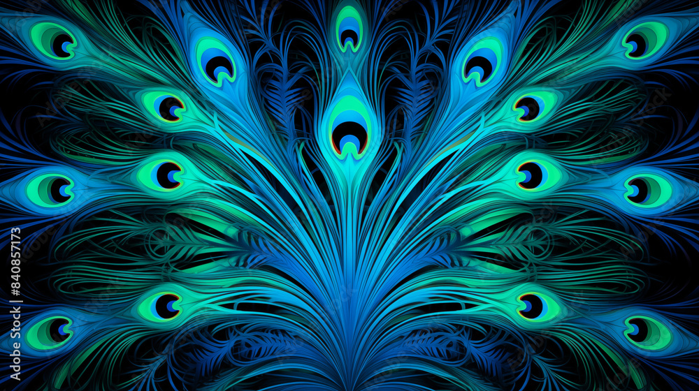 Obraz premium Peacock Pattern Background, Texture, Wallpaper, Background, Cell Phone Cover and Screen, Smartphone, Computer, Laptop, 16:9 Format - PNG