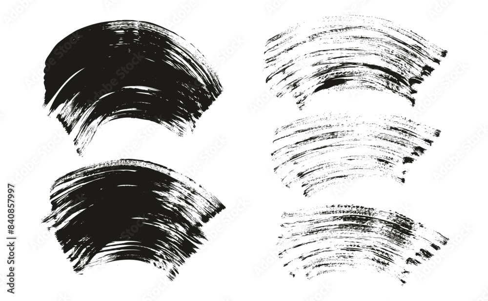 Hand Drawn Flat Fan Brush Thick Curved Background Mix High Detail Abstract Vector Background Mix Set 