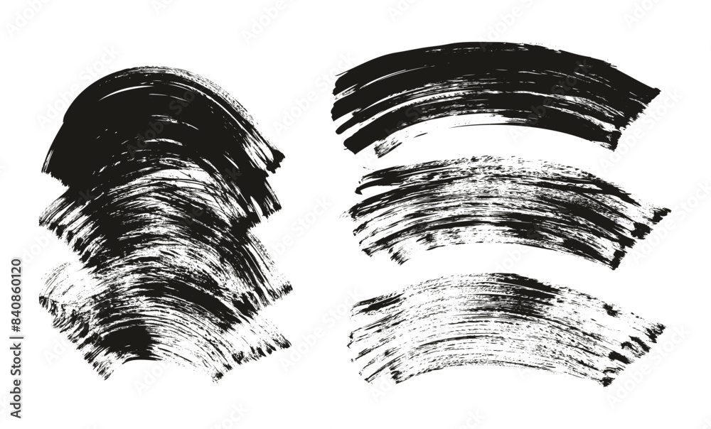 Hand Drawn Flat Fan Brush Thick Curved Background Mix High Detail Abstract Vector Background Mix Set 