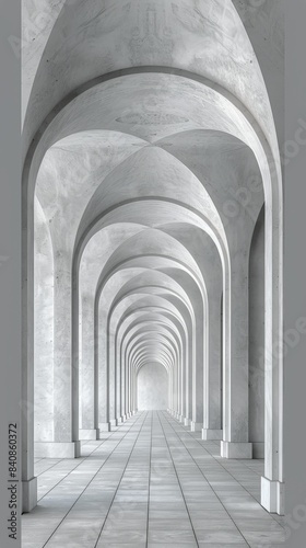 White Arched Corridor in Modern Architecture