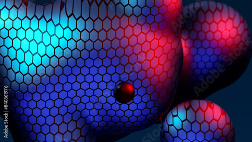Abstract neon multicolored metaball with scale reptile texture meta ball bubble transition transformation for business presentation background template for reports futuristic 3d render animation loop