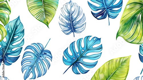 Monstera leaf sketch by hand drawing. Leaf art highly detailed in line art style. Monstera is plant of tropical. Leaf for paint to pattern or wallpaper. AI generated illustration