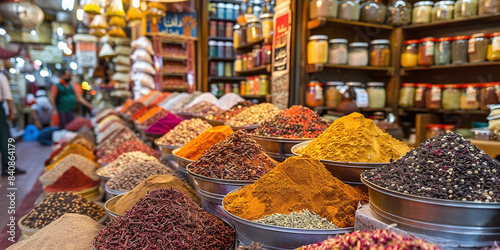 Colorful spices at the famous Egyptian Bazaar, also known as Misir Carsisi in Istanbul. photo