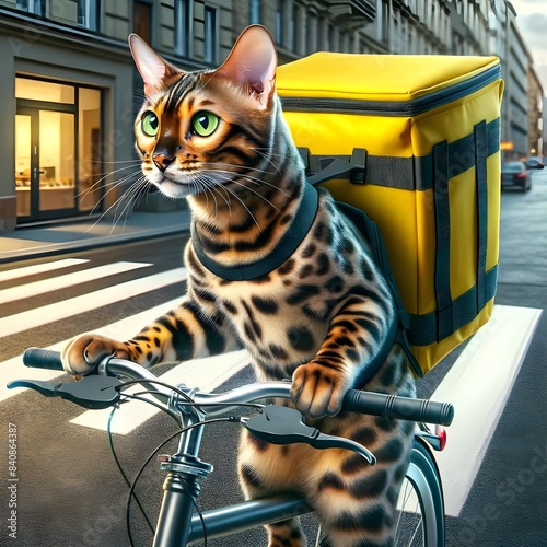 Delivery Cat on Bicycle
