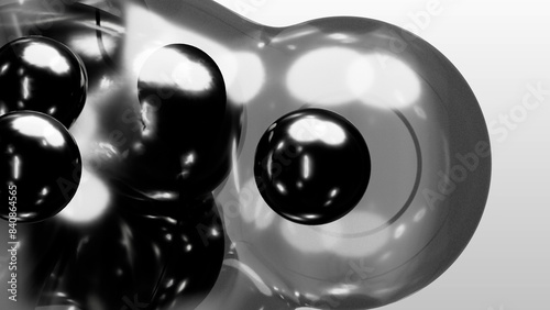 3d render motion design wallpaper animation business presentation monochrome grey white metaball gray liquid water soapy mercury bubble metasphere ball silver metal transition deformation metaverse