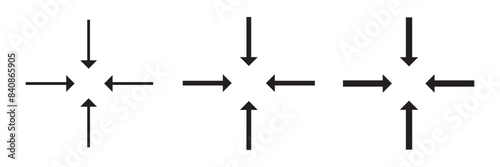Inward arrow icon vector. Four Arrows icon sign symbol vector. Arrow pointing center vector icon illustration isolated. 11:11