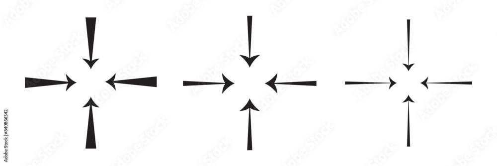 Inward arrow icon vector. Four Arrows icon sign symbol vector. Arrow pointing center vector icon illustration isolated. Inward arrow icon vector. Four Arrows icon sign symbol vector. Arrow pointing center vector icon illustration isolated.