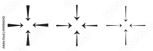 Inward arrow icon vector. Four Arrows icon sign symbol vector. Arrow pointing center vector icon illustration isolated.