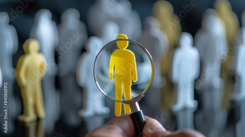 Prioritizing Customer Focus, Magnifying Glass Highlights Human Icon in CRM Icon Set