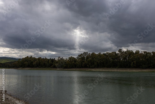 storm clouds over lake
