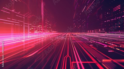 Perspective view of a high-tech speed circuit data technology background. Abstract 3D futuristic circuit lines in motion, ideal for advertising and game artwork