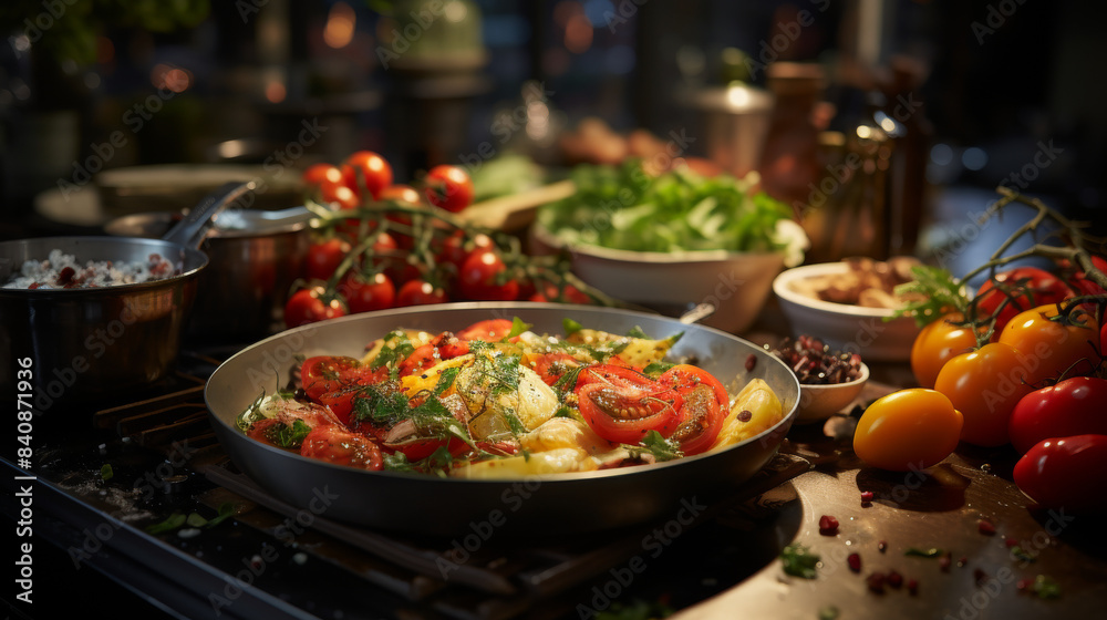 Preparing delicious food with ingredients
Preparing delicious food with ingredients