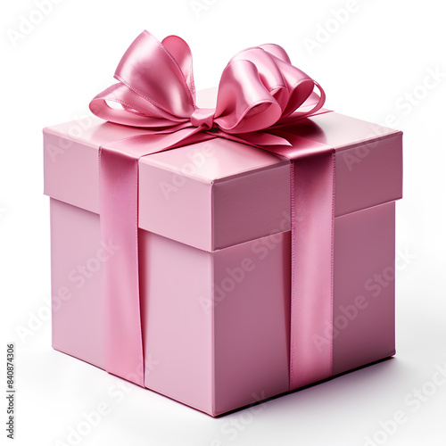 pink gift box isolated on transparent background cutout 
