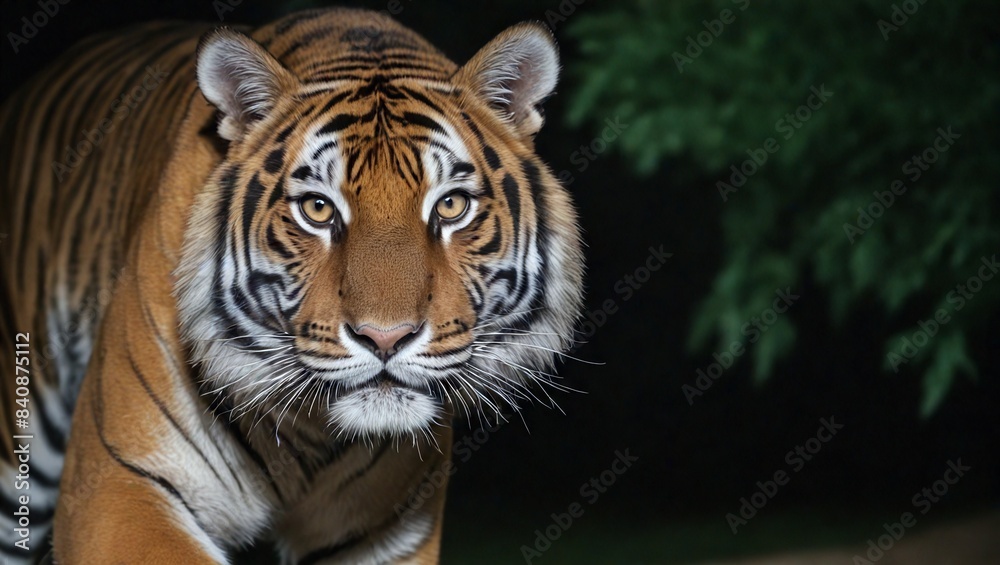 A Bengal Tiger Strolling Through the Nighttime Jungle A Bengal Tiger Strolling Through the Nighttime Jungle