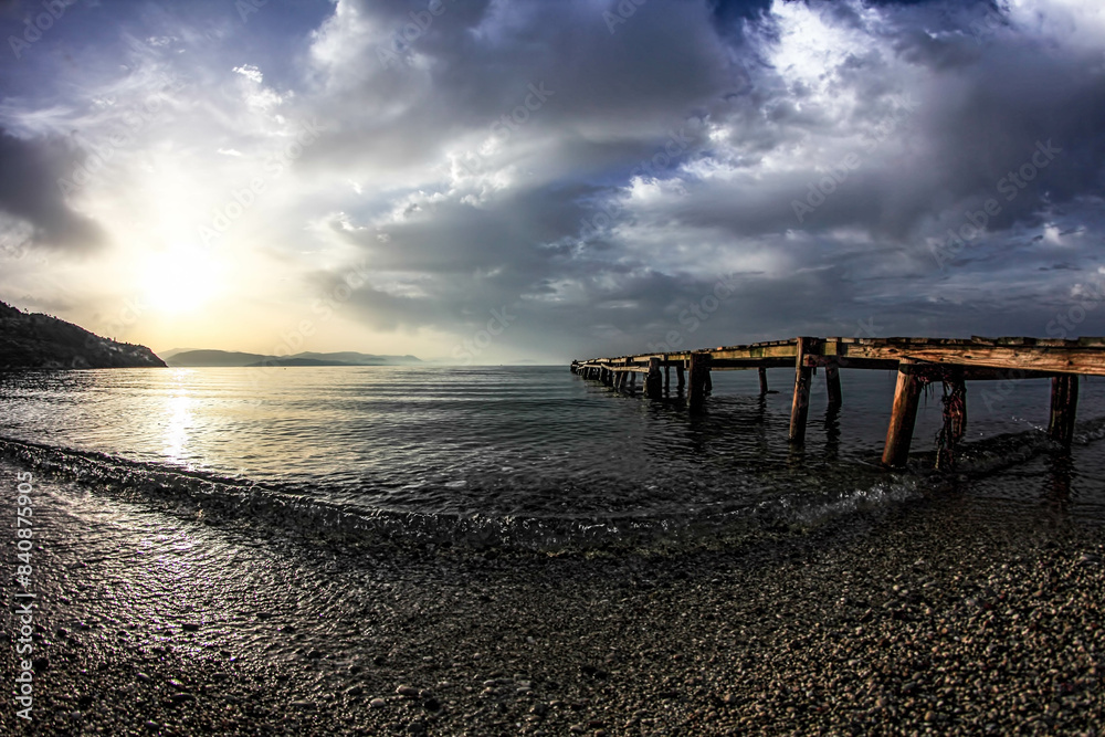 Morning sunrise on the sea shore with wonderful sea water Morning sunrise on the sea shore with wonderful sea water