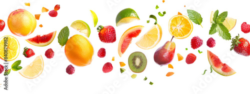 A mix fruit isolated on white transparent background, PNG File. Perfect for clipart