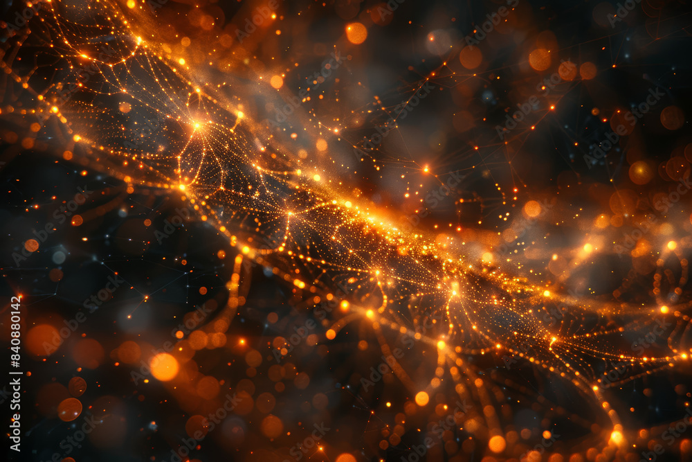 An intricate web of glowing lines against a dark background. Concept of technology and digital networks. Generative Ai. An intricate web of glowing lines against a dark background. Concept of technology and digital networks. Generative Ai.