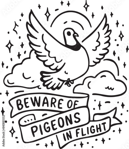 Beware of Pigeons in Flight Vector