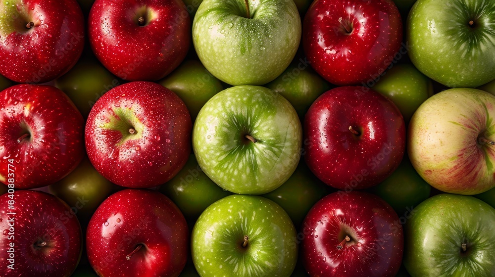 A pile of red apples and green apples 