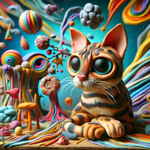 Surreal Clay Cat