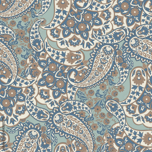 Vintage floral background. Damask paisley seamless vector pattern photo