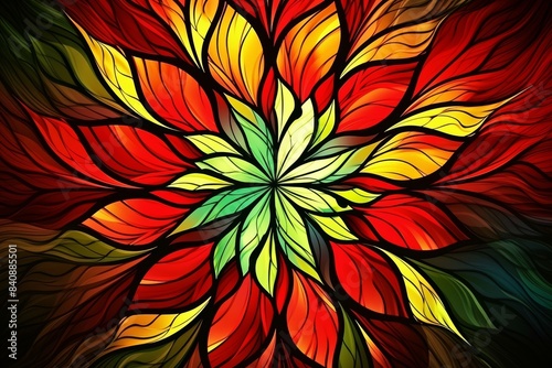 Vibrant mandala backdrop with stained glass effect in primary colors for a stunning visual display