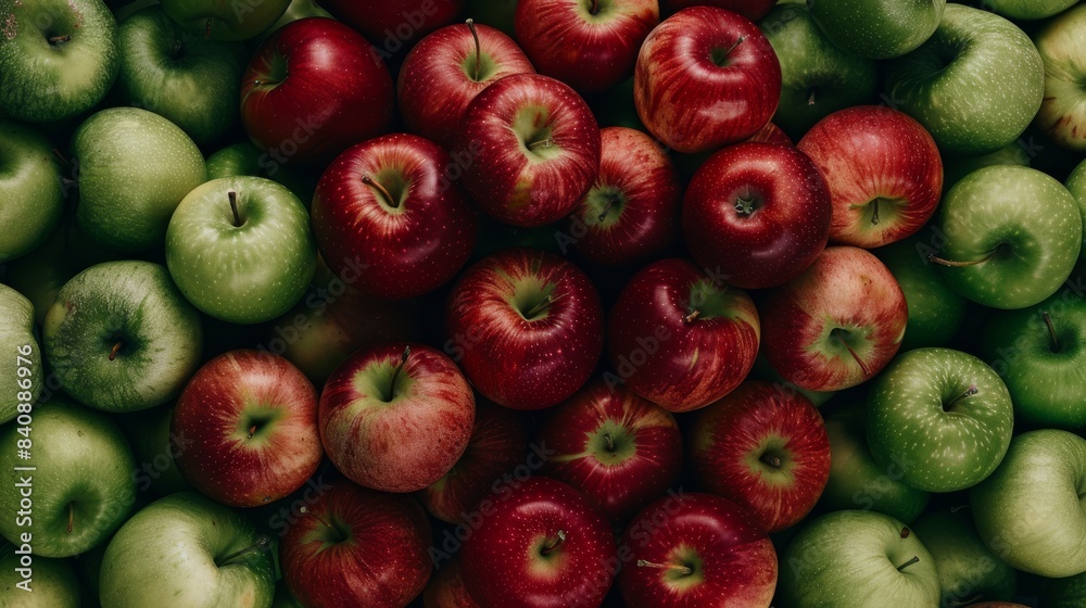 A pile of red apples and green apples A pile of red apples and green apples