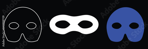 Person face Mask icon in flat. Masquerade vector for apps or web Different party superhero carnival villain or burglar costume hidden eye mask. Eps 10.