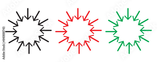 Inward arrow icon vector. Four Arrows logo design. Arrow pointing center vector icon illustration in square isolated on white background