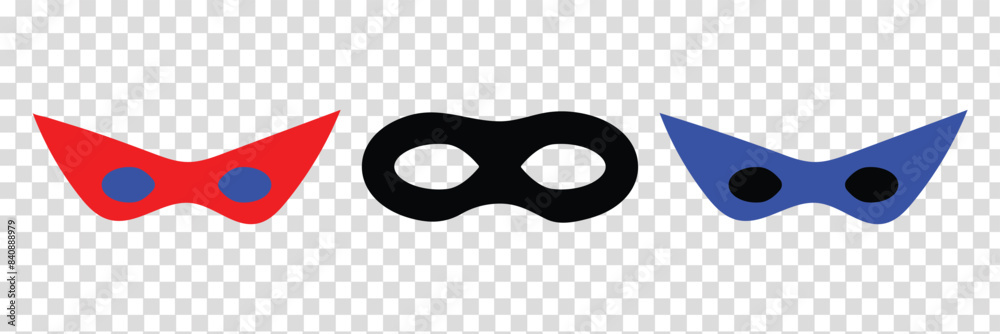 Superhero mask vector black icon. Silhouette hero cartoon character comic face.