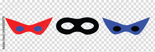Superhero mask vector black icon. Silhouette hero cartoon character comic face.