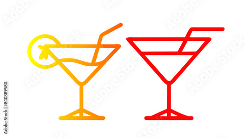 elegant martini glasses, two, stand side-by-side